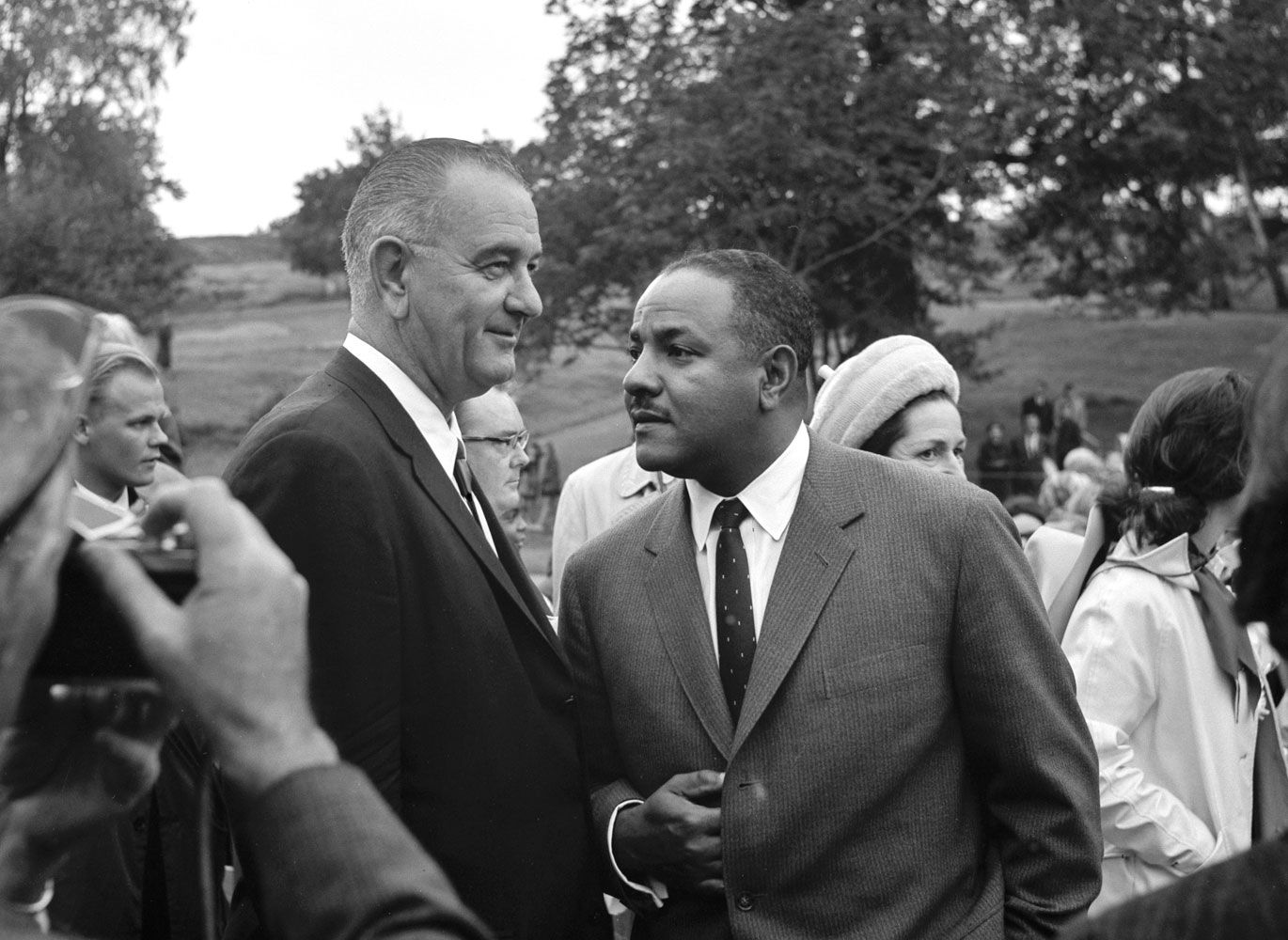 Carl Rowan with Vice President Lyndon Johnson, 1963.